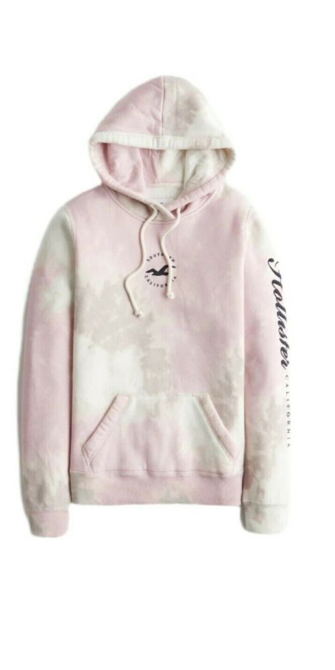 Hollister girls White purple Logo Hoodie Sweatshirt Sz L